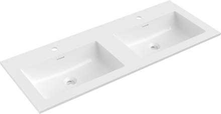 Mexen Otis dubbele inbouw wastafel 121 x 46,5 cm, glanzend wit - 25181200D