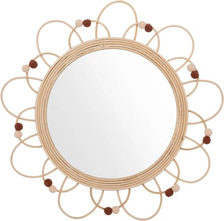Atmosphera Wandspiegel - bloem - rotan - D38 cm - bohemian/boho spiegel