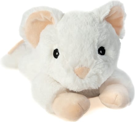 Habibi Warmte/magnetron opwarm knuffel - Muis - wit - 30 cm - pittenzak