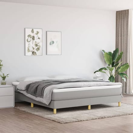 vidaXL - Boxspring - bed - stof - lichtgrijs - 160x200 - cm