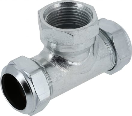Bonfix Staalverzinkte knelfitting - T-koppeling 110 - knel x binnendraad x knel - 22mm x 1/2 x 22mm