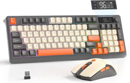 Draadloos Toetsenbord en Muis, Bluetooth & 2.4G, PBT-toetsen, Stil, Oplaadbaar, voor Mac/Windows/Linux
