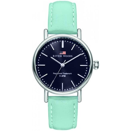 River Woods Oswego RW340026 Horloge - Leer - Blauw - Ø 34 mm