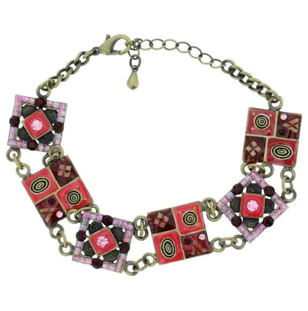 Behave - Armband - rood mozaïek design - kleurrijke retro look