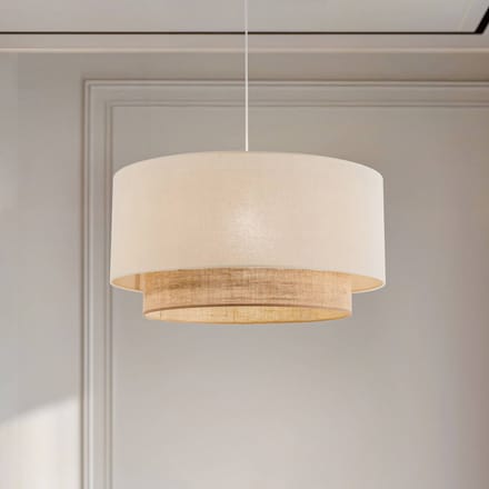 Duolla Hanglamp Boho, ecru/bruin, Ø 60 cm, textiel