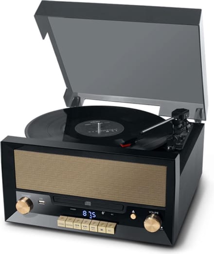 Platenspeler Bluetooth met Speakers - CD Speler - LPS Vinyl - Retro - Zwart met Goud