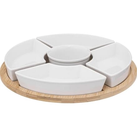 Secret de Gourmet Ronde 6-delige witte bamboe snackset