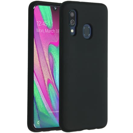 Accezz Hoesje - Geschikt voor Samsung Galaxy A40 - Liquid Silicone Backcover - Zwart