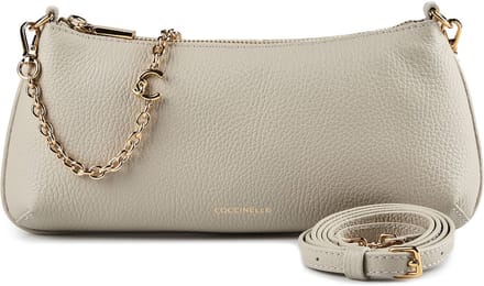 COCCINELLE Leren schoudertas C-Me Chain Mini Bag Grained Leather Eucalipto Lichtgrijs