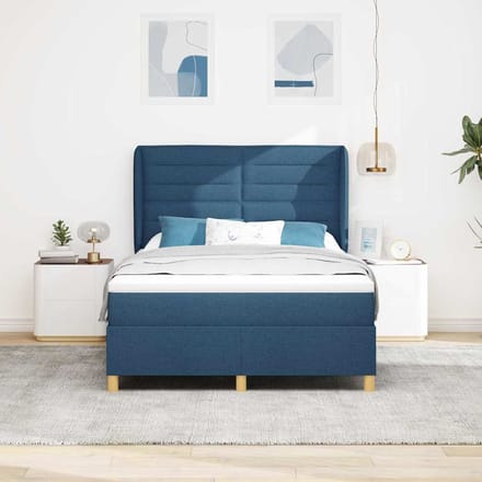vidaXL - Boxspring - bed - met - matras - met - hoofdeinde - Blauw - 190 - x - 140 - cm - Stof
