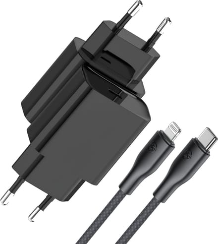 30w Oplader usb C + Oplaadkabel geschikt voor iPhone 14 / iPhone 13 / iPhone 12 - Lightning naar usb-C - 1 Meter - Snellader geschikt voor iPhone / iPad
