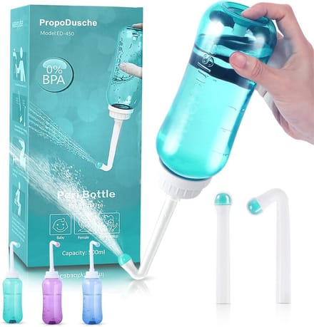 Draagbare Podouche 500 ml - Intieme Douche met Dubbel Mondstuk