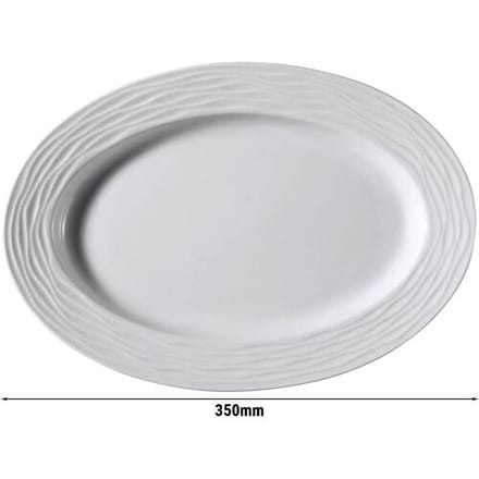 GGM Gastro (12 Stück) SEA WAVE - Platte/Dönerteller - oval - Länge: 350mm - Weiß Wit