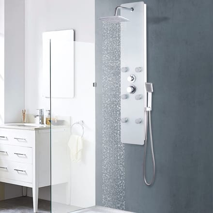 Panneau de douche en verre 25*44,6*130 cm Blanc