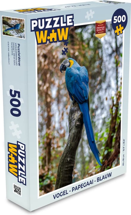 Puzzel Vogel - Papegaai - Blauw - Legpuzzel - Puzzel 500 stukjes