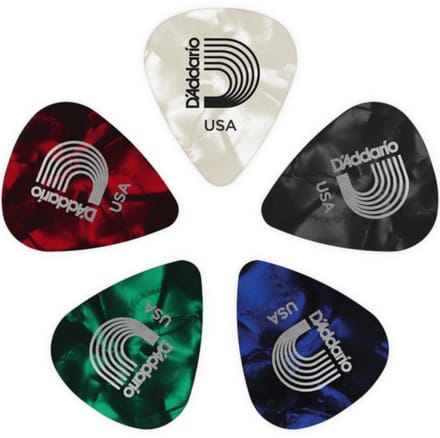 D'Addario 1CAP4-25 Assorted Pearl Celluloid Guitar Picks Plectrums voor gitaar, Medium (25 stuks)