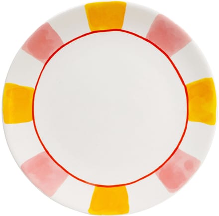 Blond Amsterdam, Even Bijkletsen Everyday Stripes: bord 26 cm roze/geel