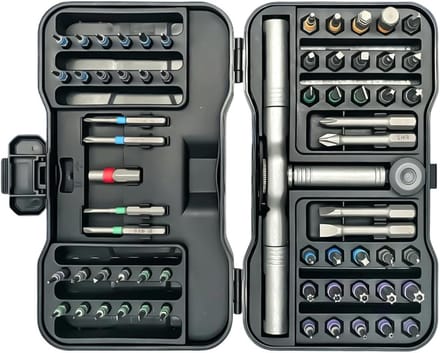 Ratelschroevendraaier Set - Precisie Schroevendraaier - Klusjes Thuis - 66-in-1 Bits - ca. 16 cm - Grijs