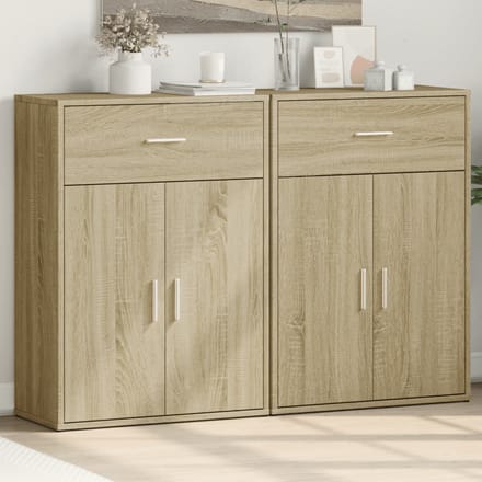 vidaXL - Dressoirs - 2 - st - 60x30x84 - cm - bewerkt - hout - sonoma - eikenkleurig