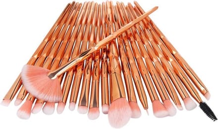 Scoby - Diamond Make-Up Kwastenset - Foundation en Oogschaduw Brushes - Beauty Penseel - 20 Stuks - Goud