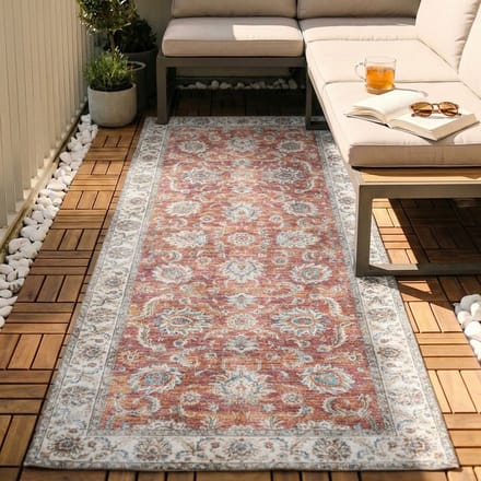 Fraai Wasbare loper - Domingo Oriental Terracotta - 80x350cm