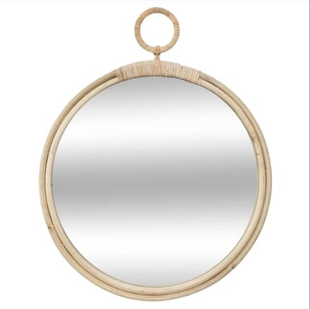 Atmosphera Wandspiegel - rond - D38 cm - rotan - beige - Bohemian stijl