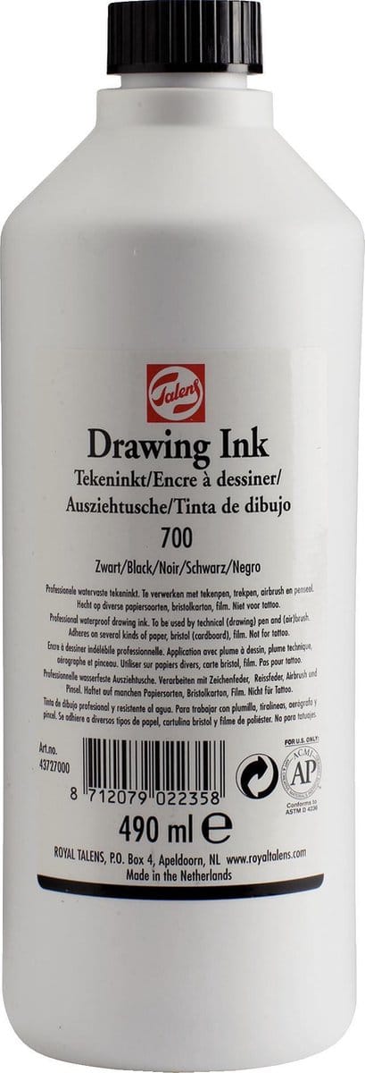 Talens watervaste tekeninkt zwart 490 ml