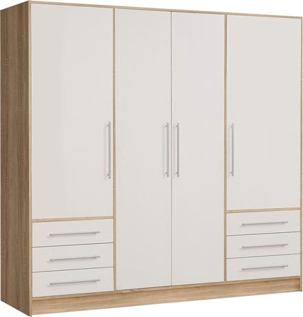 Kledingkast 4 Deuren - 6 Laden - 206x60x200 cm - Wit - Medahomestore