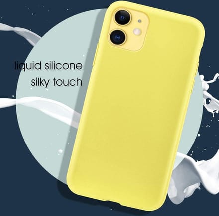 Siliconen Backcover Hoesje Geel  + Tempered Glas Screenprotector Geschikt voor: Apple iPhone 11 Pro Max