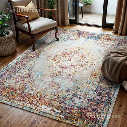 Muratap Picasso keshan vintage vloerkleed multi / beige laagpolig- 300x400