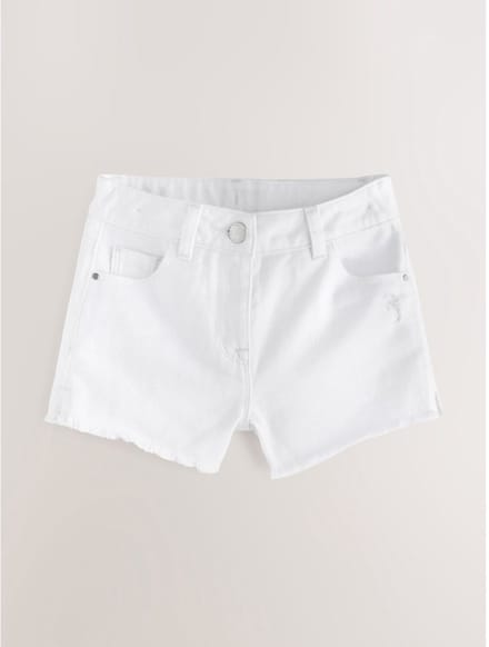 Next - Meisjes - Denim short met gerafelde rand en standaardlengte - Wit