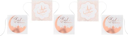 Ramadan thema Eid Mubarak vlaggenlijn/slinger - 5 meter - wit/rose goud - Suikerfeest versiering