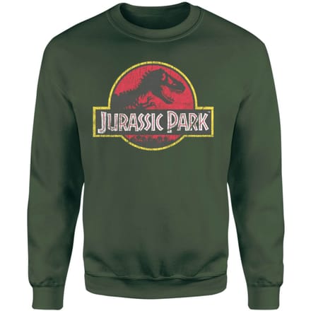 Jurassic Park Logo Vintage Sweatshirt - Green - L