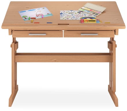 Kinderbureau OLIVIA van grenenhout met lades in beukenkleur