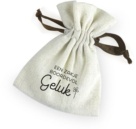 Zakje voor geluksbrengertje/sieraden | Cadeauzakje | Thema: Geluk | Kleur: Wit