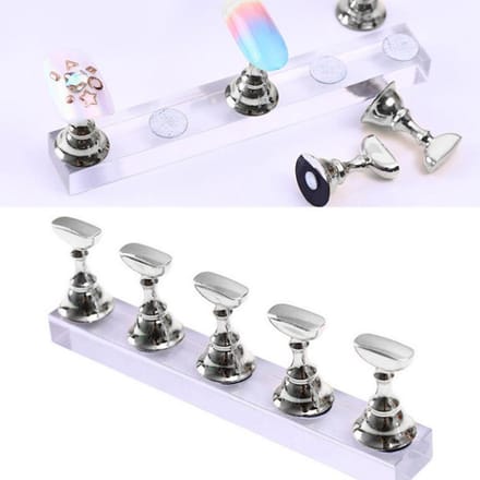 Nagel Oefenstandaard Basis Display Houder Nail Art Presentatie Rek Manicure Tool zilver