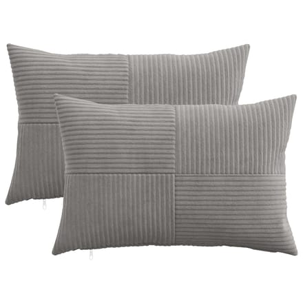 vidaXL - Kussensloop - 2 - pcs - ALMELO - Lichtgrijs - 50 - x - 75 - cm - corduroy
