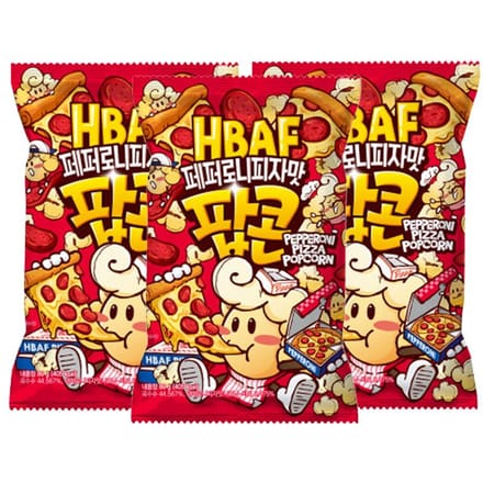 HBAF Popcorn Saveur Pizza Pepperoni Snack Croustillant Salé 80g (3 paquet) yellow