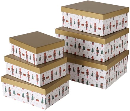 Set van 6 geneste dozen Nutcracker kerst cadeauverpakking