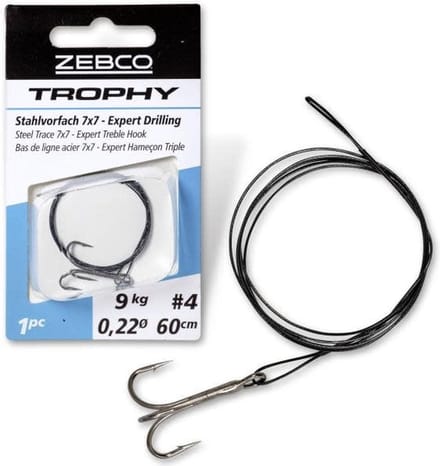 Zebco Trophy Steel Trace 7x7 Expert Treble Hook (1pc) - Maat : 60cm - 15 kilo