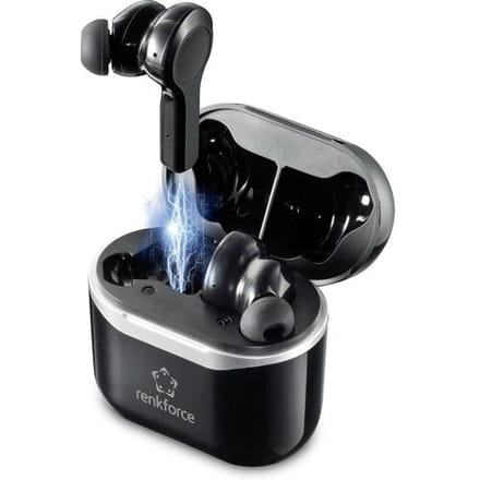 Renkforce RF-NCE-500 In Ear oordopjes Bluetooth Zwart Noise Cancelling Headset, Volumeregeling