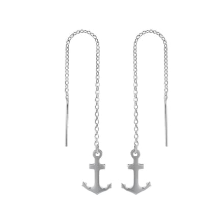Zilveren oorbellen - chain model - anker - 925 zilver