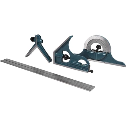 1x Roestvrij Staal Universele Hoekmeter 180 Graden Hoek Combinatie Vierkant Protractor Liniaal Set gray