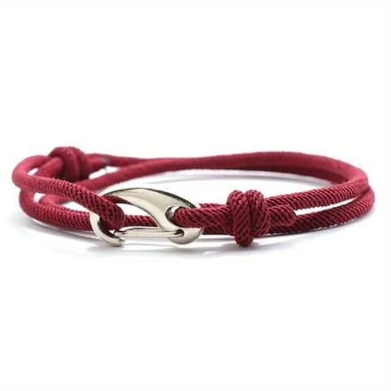 Nivard Armband - Staal - Nep Zilver - Heren - Bordeauxrood