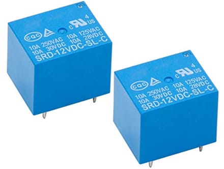 PC relais 12V DC, SPDT wisselschakelaar, 10A, 5-polige aansluitingen, set van 2