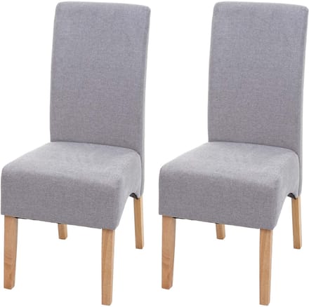 Set van 2 Latina eetkamerstoelen, keukenstoel, stof/textiel MVG-gecertificeerd ~ lichtgrijs, lichte poten