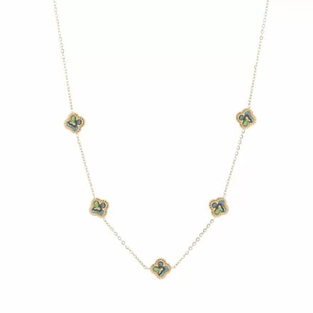 Bijoutheek Collier 5 klavers abelone schelp Goud