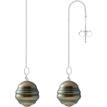 Hangende Oorbellen - 2 Echte GeCultiveerde Tahiti Parelringen van 10-11 mm