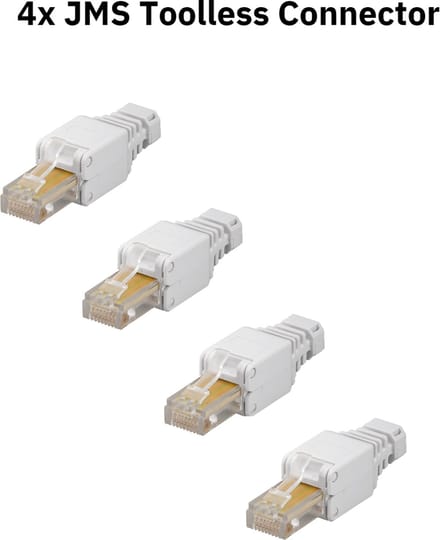 4x JMS® Toolless Modulaire RJ45 Connector Cat6 (ook geschikt voor cat5, set van 4stuks)