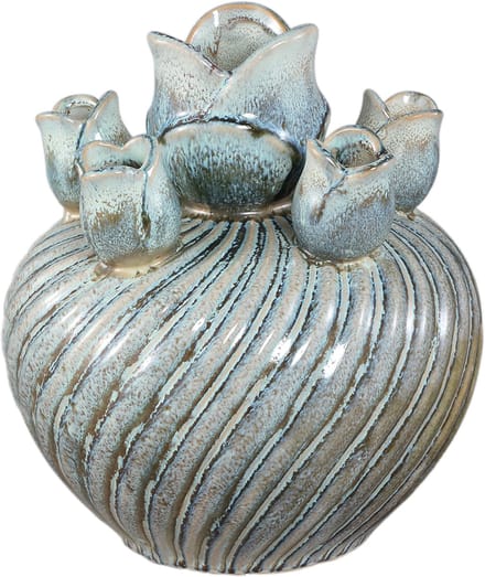 PTMD Mailia Turquoise Ceramic Round Tulip Vase Swirl M
